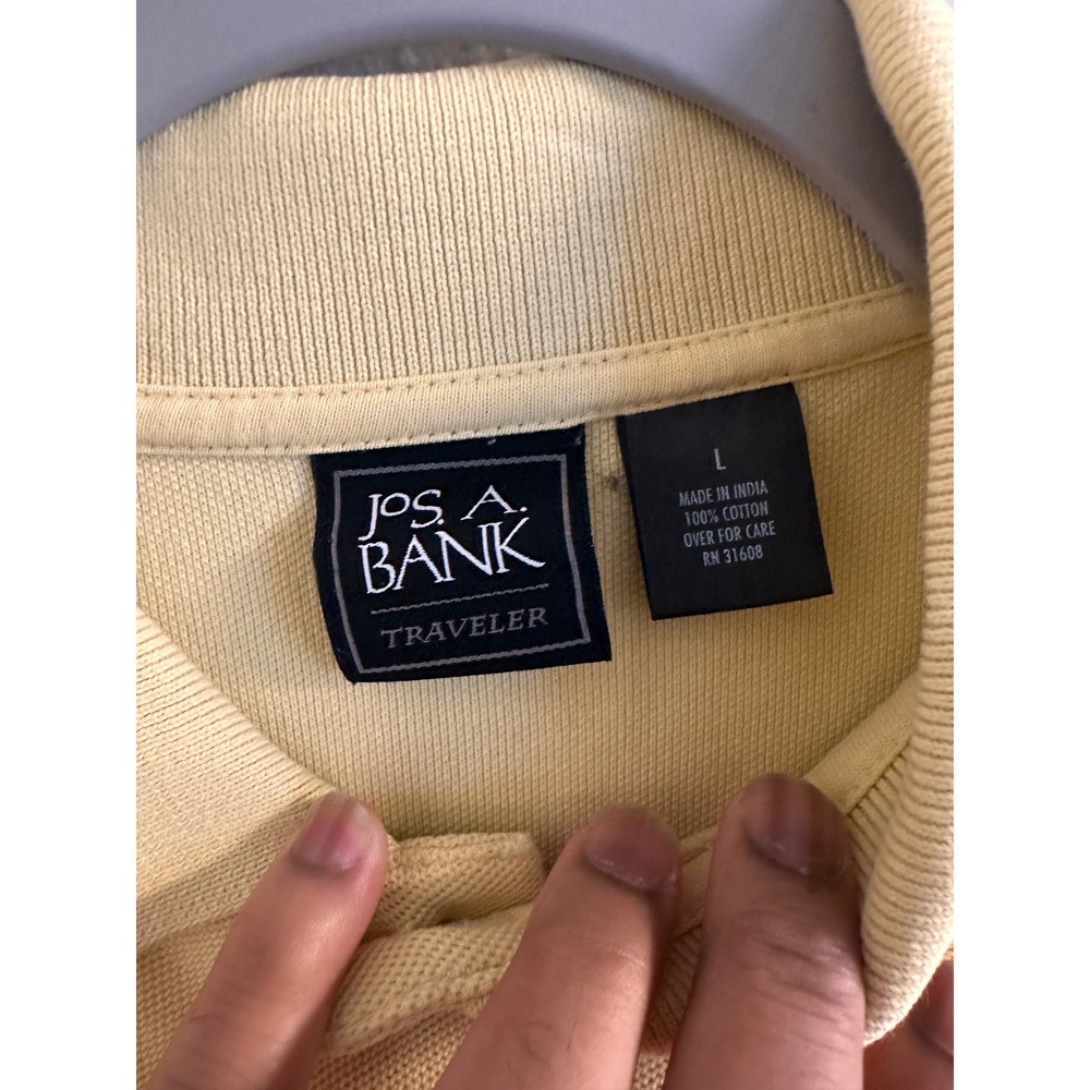 Jos A Bank Traveler Collection Polo Shirt Mens Large Yellow 100% Cotton Pique - Picture 2 of 10